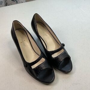 Black Peep-Toe 2 inch heels size 7.5